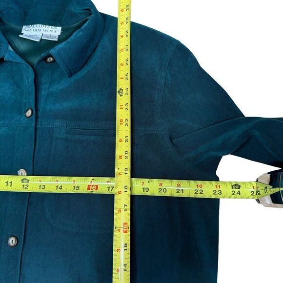 Vtg Saks Fifth Avenue Real Clothes Women's Button Up Shirt Forest Green Large - Picture 5 of 6